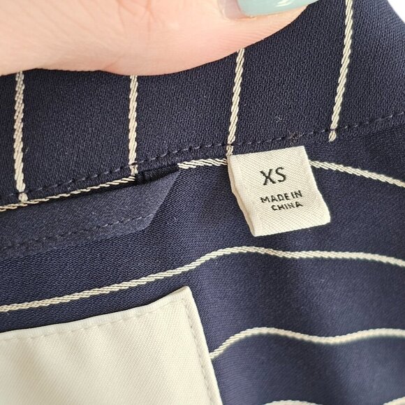 Babaton Aritzia New Kahlo Pin Stripe Navy Blue Robe Sz XS - Picture 14 of 16